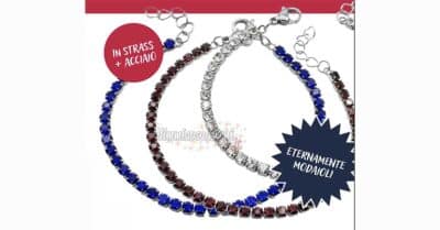 Bracciale tennis in strass e acciaio allegato alla rivista Uomini e Donne Magazine