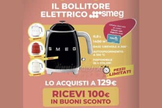 Bollitore elettrico Smeg in offerta da Tigotà con 100 euro in buoni sconto