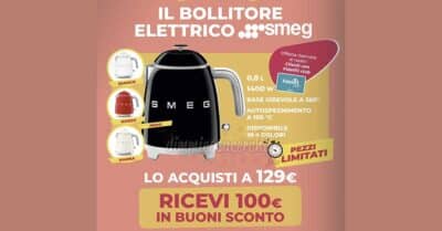 Bollitore elettrico Smeg in offerta da Tigotà con 100 euro in buoni sconto