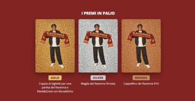 concorso Panini Apri Vinci Celebration 2026 Ronaldinho biglietti maglia cappellino Ravenna