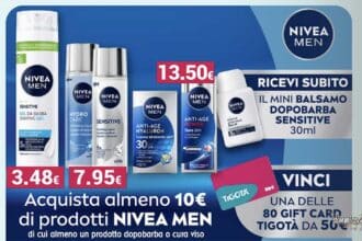 Gift card Tigotà e Wash Gel Sensitive Nivea Men in palio nel concorso La skincare che ti premia