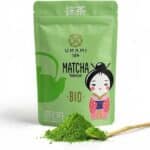 Polvere di tè verde matcha biologico da testare con l'iniziativa Opinagora