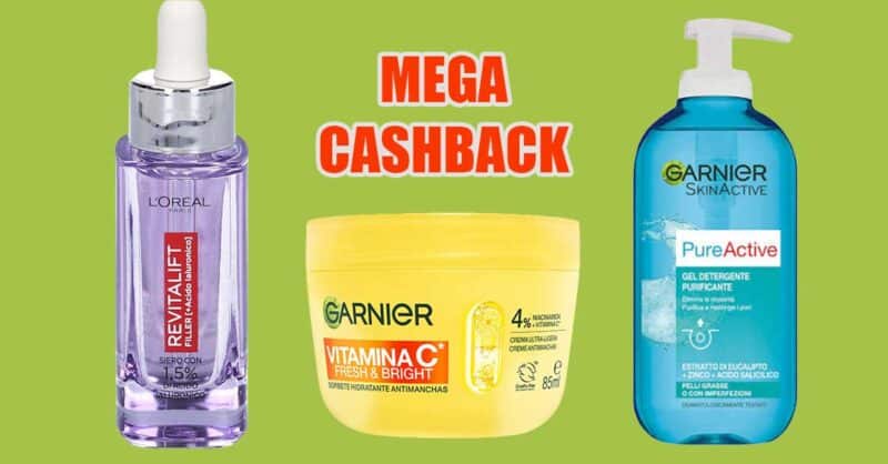 cashback L’Oréal Mega Cashback Autunno 2026 rimborso 10 euro Acqua e Sapone Garnier Mixa
