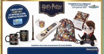 raccolta bollini Harry Potter Risparmio Casa tazze peluche gadget Warner Bros